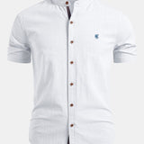 Chemise à manches courtes en aspect lin avec col officier et pantalon droit en lin