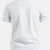 Chemise à manches courtes effet lin à col droit et pantalon droit texturé froissé