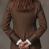 Veste en tweed à chevrons avec empiècements imprimés
