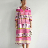 Calla | Robe mi-longue rayée à motifs Easy Flow