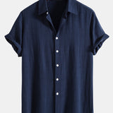 Chemise boutonnée en mélange de lin et rayonne