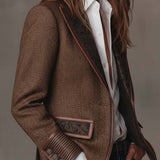 Veste en tweed à chevrons avec empiècements imprimés