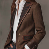 Veste en tweed à chevrons avec empiècements imprimés