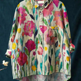 Phoebe | Chemise décontractée vintage imprimé fleurs pour femme