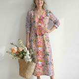 Julien | Robe midi fleurie coupe légère