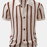 Chemise en maille ajourée à rayures & short 5" à cordon de serrage et texture froissée