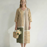 Soren | Robe midi à rayures mélangées claires