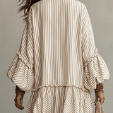 Mini-robe bohème à volants et rayures sable