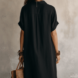 Robe midi décontractée en lin noir style bohème moderne