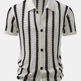 Chemise en maille ajourée à rayures & short 5" à cordon de serrage et texture froissée