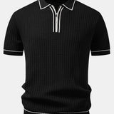 Polo en maille gaufrée zippé à bordure contrastante et pantalon fuselé coupe ajustée