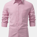 Chemise boutonnée en seersucker rayé