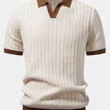 Polo à col Johnny texturé contrastant et pantalon fuselé coupe slim