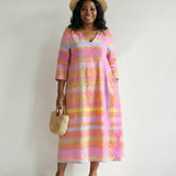 Tessa | Robe midi rayée facile à porter