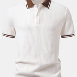 Polo gaufré à bordure contrastante et pantalon fuselé coupe slim