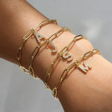 Bracelet à breloque lettre minimaliste | Or