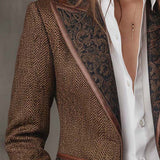 Veste en tweed à chevrons avec empiècements imprimés