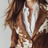 Blazer en suédine écologique imprimé peau de vache vintage
