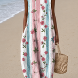 Anna - Robe mi-longue décontractée sans manches imprimée pour femme