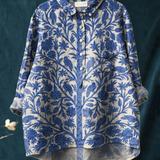 Rosie | Chemise décontractée femme à imprimé floral vintage et motifs d'art indien