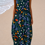 Zoe - Robe midi sans manches coupe décontractée pour femme