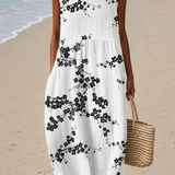 Layla - Robe longue de plage sans manches imprimée pour femme ample