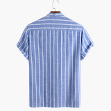 Lorenzo De Luca | Chemise à col mao à rayures côtières pour homme, légère et confortable