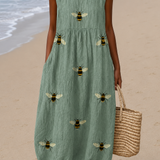 Mackenzie - Robe Midi de Plage Ample Imprimée sans Manches pour Femme