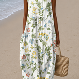 Caroline - Robe midi décontractée sans manches imprimée pour femme