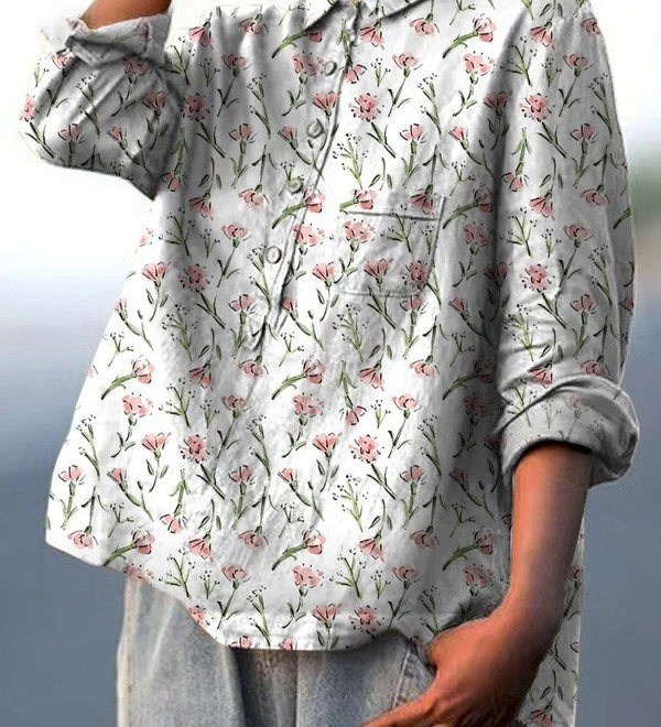 Chemisier décontracté pour femme à motif floral printanier répété Ruby | Rose