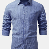 Chemise boutonnée en seersucker rayé