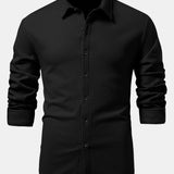 Chemise boutonnée à manches longues et coupe ajustée en maille côtelée