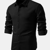 Chemise boutonnée à manches longues et coupe ajustée en maille côtelée