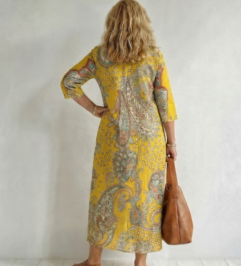 Rowan | Robe midi à motif cachemire doux