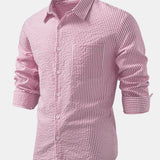 Chemise boutonnée en seersucker rayé