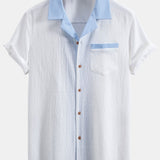 Chemise cubaine à contraste texturé et pantalon droit