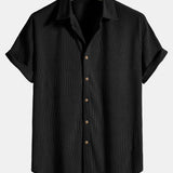 Chemise à manches courtes boutonnée en velours côtelé