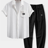 T-shirt gaufré à manches courtes et pantalon de jogging gaufré à cordon de serrage