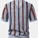 Polo rayé en crochet à col en V & pantalon droit en lin