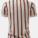 Chemise en maille ajourée à rayures & short 5" à cordon de serrage et texture froissée
