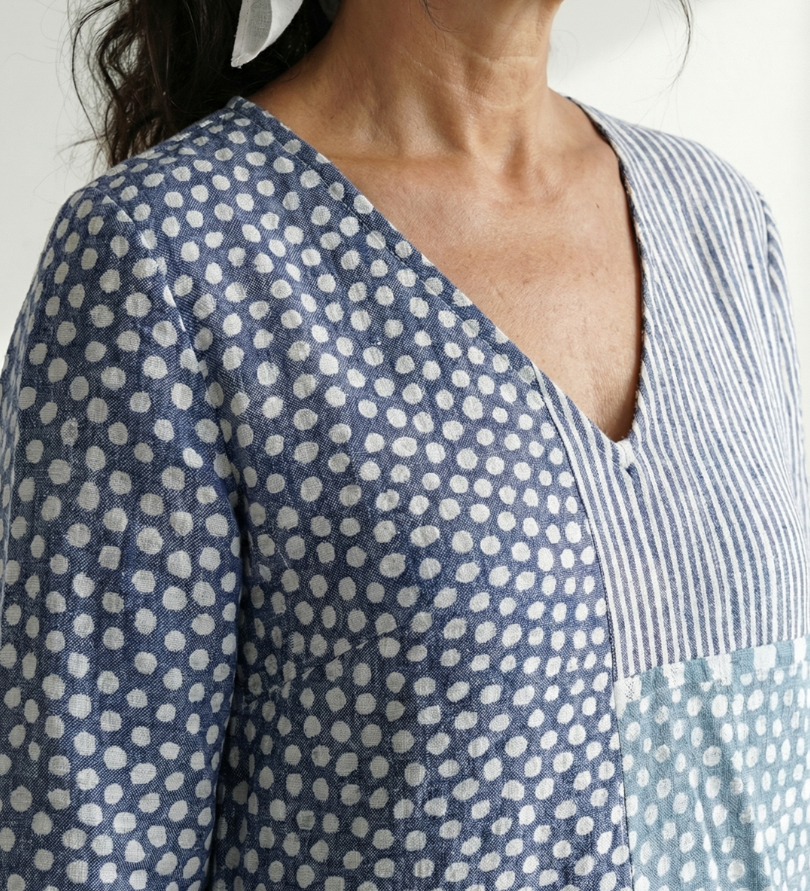 Nolan | Robe mi-longue Patchwork cintré