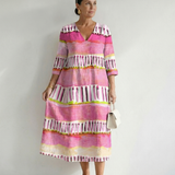 Calla | Robe mi-longue rayée à motifs Easy Flow