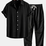 Chemise à boutons en mélange de lin et rayonne & Pantalon droit en lin