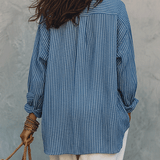 Chemise bohème à rayures bleues effet aérien