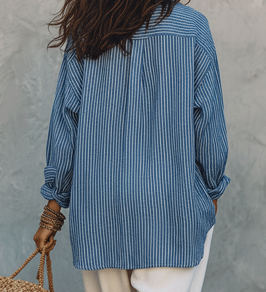 Chemise bohème à rayures bleues effet aérien