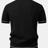 Polo en maille gaufrée zippé à bordure contrastante et pantalon fuselé coupe ajustée