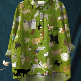 Bonnie | Chemise décontractée à imprimé chien mignon pour femme