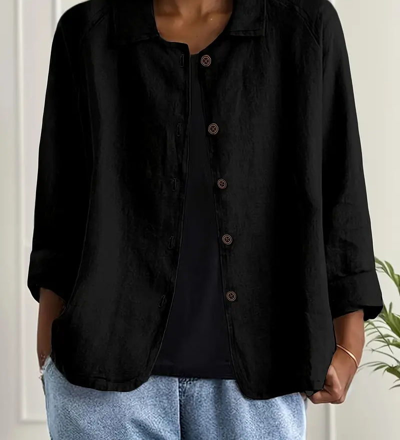 Amélie Rousseau | Veste en lin boutonnée Sky Breeze à l'élégance décontractée pour femme