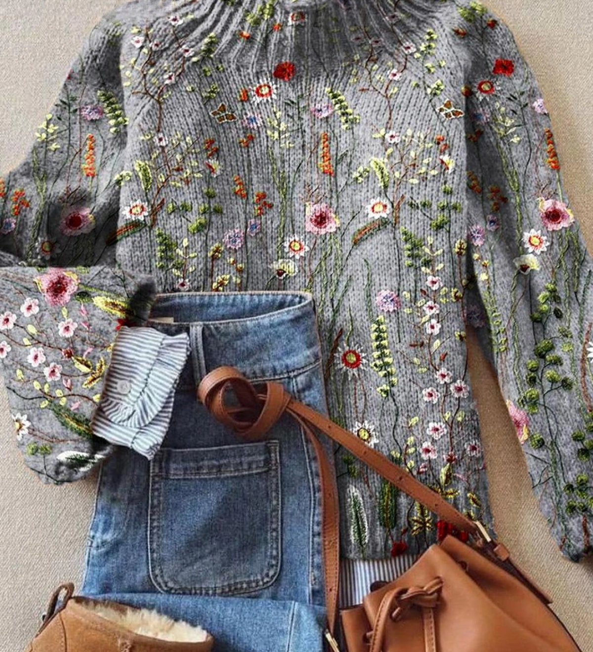 Maurine™ | Pull en tricot à motif floral vintage
