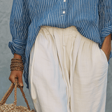 Chemise bohème à rayures bleues effet aérien